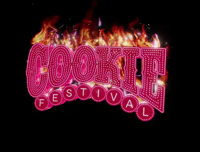 Logo animé en flammes du Cookie Festival